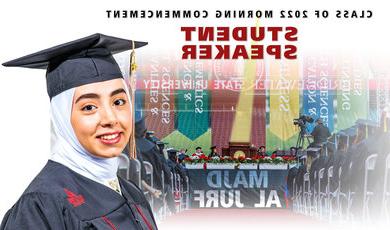 Graphic of Madj Al Jurf wearing her cap and gown 